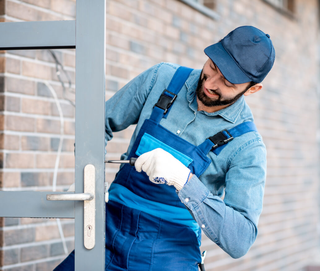 builder installing door lock ZBHCCAN 3